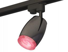 Комплект трекового однофазного светильника с композитным хрусталем XT1123006 DCH/SBK/PI черный хром/черный песок/розовый MR16 GU5.3 (A2521, C1123, N7193) Ambrella light