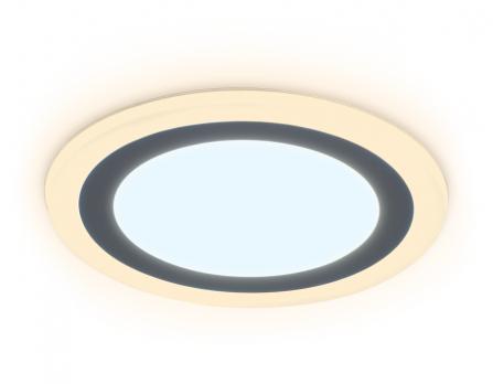 Встраиваемый cветодиодный светильник с подсветкой DCR376 12W+4W 6400K/3000K 85-265V D195*28 Ambrella light
