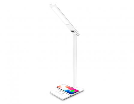 Светодиодная настольная лампа с беспроводной зарядкой и USB портом DE581 WH белый LED 2700-6400K 6W Ambrella light