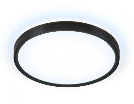 Потолочный светодиодный светильник с подсветкой FZ3050 BK черный IP44 24W+10W 6400+6400К D290*40 (Без ПДУ) Ambrella Light
