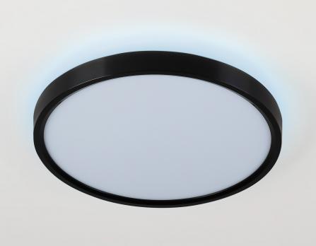 Потолочный светодиодный светильник с подсветкой FZ3050 BK черный IP44 24W+10W 6400+6400К D290*40 (Без ПДУ) Ambrella Light