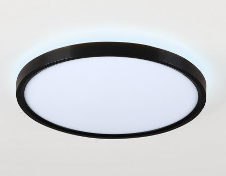 Потолочный светодиодный светильник с подсветкой FZ3055 BK черный IP44 33W+10W 6400+6400К D375*40 (Без ПДУ) Ambrella Light