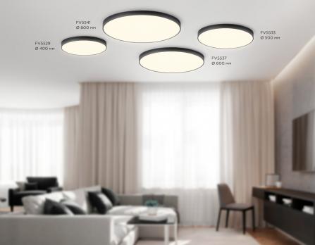 Потолочный светодиодный светильник FV5537 BK черный LED 90W 3000K D600*58 (Без ПДУ) Ambrella Light