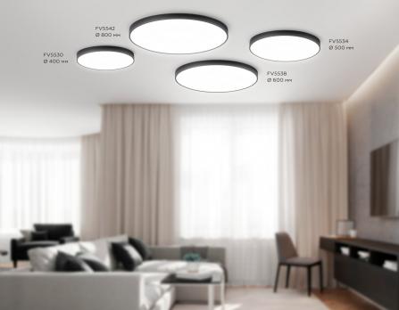 Потолочный светодиодный светильник FV5538 BK черный LED 90W 4200K D600*58 (Без ПДУ) Ambrella Light