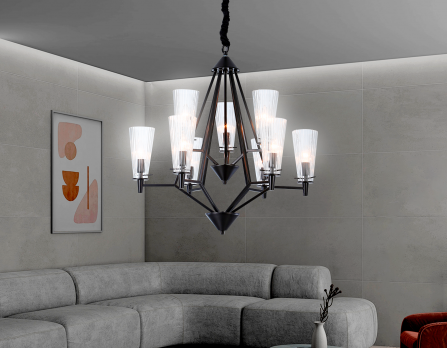 Подвесная люстра со сменной лампой TR3238/6+3 BK черный E14/9 max 40W D730*720 Ambrella Light