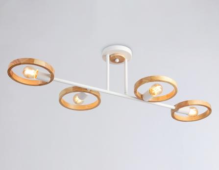 Подвесной светильник со сменной лампой TR8247/4 WH/LWD белый/светлое дерево E27/4 max 40W 840*360*220 Ambrella Light