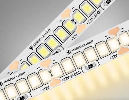Светодиодная лента Ambrella Light GS1501 2835 240Led /19.2W m/12V IP20 3000K 5m/кратность резки 25mm