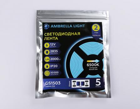 Светодиодная лента Ambrella Light GS1503 2835 240Led /19.2W m/12V IP20 6500K 5m/кратность резки 25mm