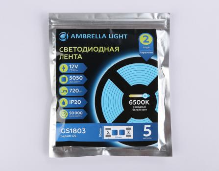 Светодиодная лента Ambrella Light GS1803 5050 30Led /7.2W m/ 12V IP20 6500K 5m