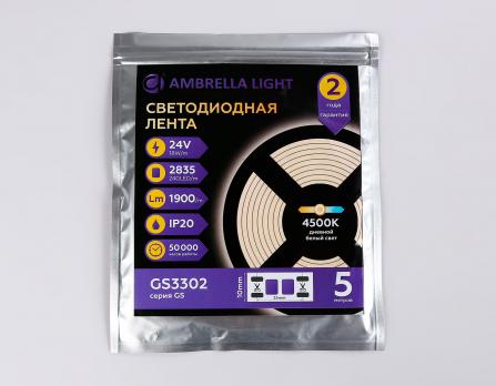 Светодиодная лента Ambrella Light GS3302 2835 240Led /18W m/ 24V IP20 4500K 5m