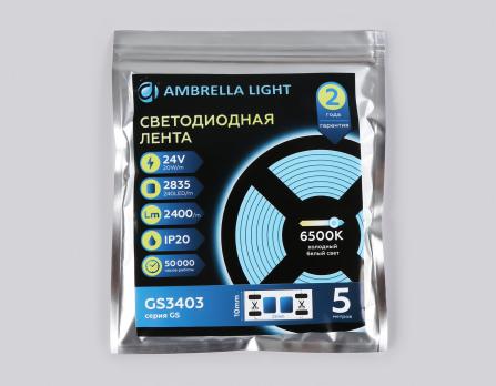 Светодиодная лента Ambrella Light GS3403 2835 240Led /20W m/ 24V IP20 6500K 5m