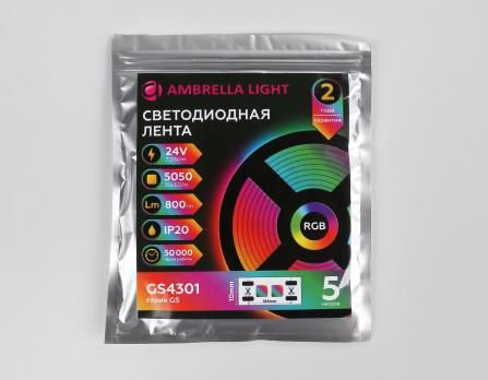 Светодиодная лента RGB Ambrella Light GS4301 5050 30Led /7.2W m/ 24V IP20 RGB 5m