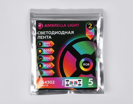 Светодиодная лента RGB Ambrella Light GS4302 5050 60Led /14.4W m/ 24V IP20 RGB 5m