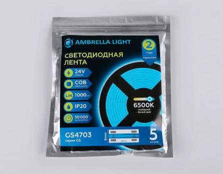 Светодиодная лента Ambrella Light GS4703 COB 480Led /12W m/ 24V IP20 6500K 5m