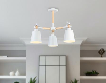 Подвесная люстра TR82204/3 WH/LW белый/светлое дерево E27/3 max 40W D560*430 Ambrella Light