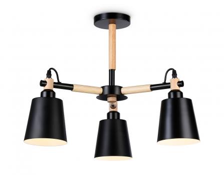 Подвесная люстра TR82206/3 BK/LW черный/светлое дерево E27/3 max 40W D560*430 Ambrella Light