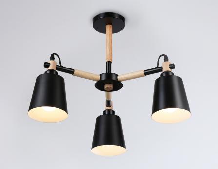Подвесная люстра TR82206/3 BK/LW черный/светлое дерево E27/3 max 40W D560*430 Ambrella Light
