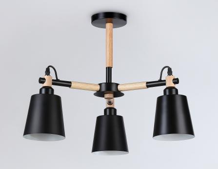 Подвесная люстра TR82206/3 BK/LW черный/светлое дерево E27/3 max 40W D560*430 Ambrella Light