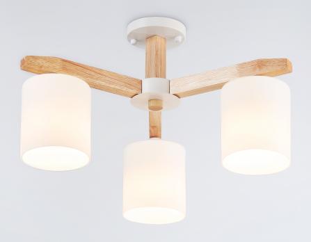 Подвесная люстра TR83112/3 WH/LW белый/светлое дерево E27/3 max 40W D580*320 Ambrella Light