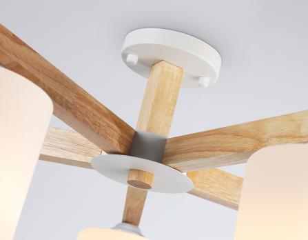 Подвесная люстра TR83113/5 WH/LW белый/светлое дерево E27/5 max 40W D700*325 Ambrella Light