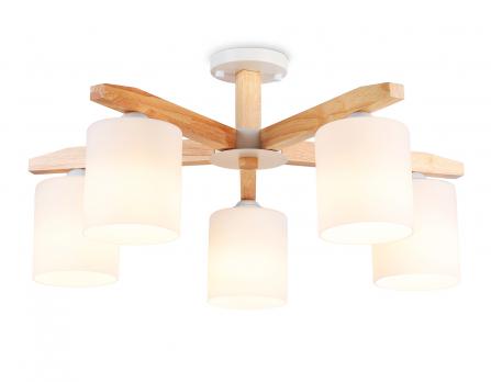 Подвесная люстра TR83113/5 WH/LW белый/светлое дерево E27/5 max 40W D700*325 Ambrella Light