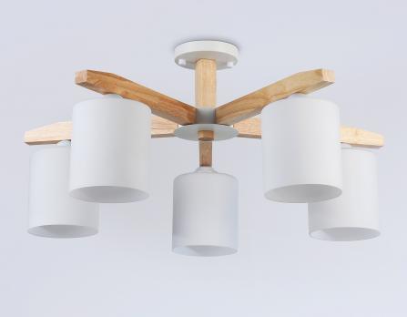 Подвесная люстра TR83113/5 WH/LW белый/светлое дерево E27/5 max 40W D700*325 Ambrella Light