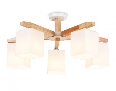 Подвесная люстра TR83118/5 WH/LW белый/светлое дерево E27/5 max 40W D700*325 Ambrella Light