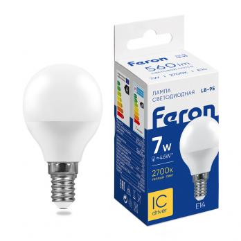 Лампа светодиодная Feron LB-95 Шарик E14 7W 2700K