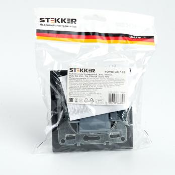 Выключатель 3-клавишный STEKKER  PSW10-9007-03, 250В, 10А, серия Эрна, черный