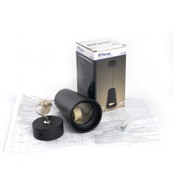 Светильник потолочный Feron ML1838 Barrel BELL levitation на подвесе1,7 м ,MR16 35W 230V, черный