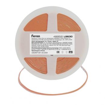 Светодиодная COB лента Feron LS630, 400SMD(2110)/ 7Вт/м 12V 5000*3*1.8мм красный, IP20