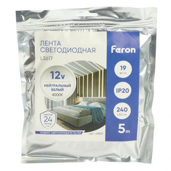 Светодиодная LED лента Feron LS617, 240SMD(2835)/м 19Вт/м 12V 5000*10*1.22мм 4000К, IP20