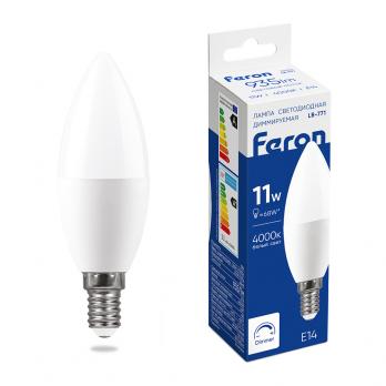 Лампа светодиодная диммируемая Feron LB-771 Свеча E14 11W 230V 4000K