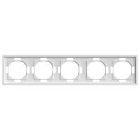 Рамка STEKKER, PFR00-5005-01 5-местная, серия Эмили, белый фарфор, soft touch