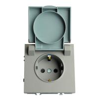Розетка 1-местная с крышкой с защ. штор, STEKKER, с/з, 250В, 16А, серия Эмили, RST16-5112-10, платиново-серый, soft touch