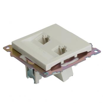 Розетка компьютерная 2-местная RJ-45 (механизм) STEKKER GLS00-7109-01 , серия Катрин, белый