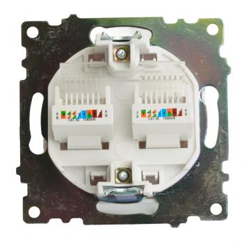 Розетка компьютерная 2-местная RJ-45 (механизм) STEKKER GLS00-7109-01 , серия Катрин, белый