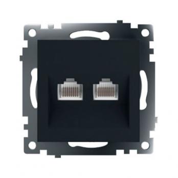 Розетка компьютерная 2-местная RJ-45 (механизм) ,STEKKER ,GLS00-7109-05, серия Катрин, черный