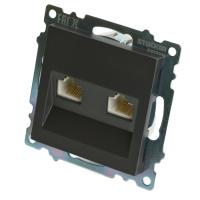 Розетка компьютерная 2-местная RJ-45 (механизм) STEKKER GLS00-7109-06 , серия Катрин, графит