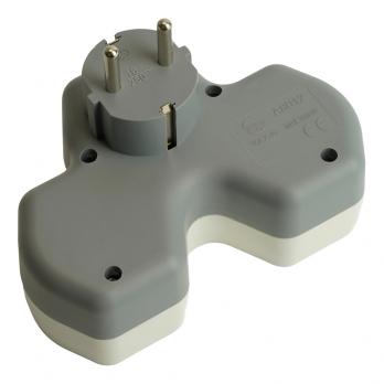 Разветвитель сетевой 2-местный с/з STEKKER ADP16-15-20, 250V, 16A и USB+Type C на 2.4А, белый/серый