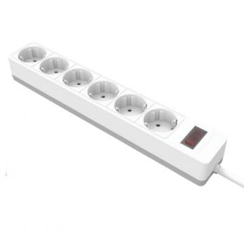Сетевой фильтр 6-местный с/з STEKKER HM20-61-02 3x1мм2, 1,8 м, серия Optima, белый