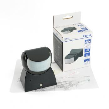 Датчик движения 1200W 12m 180° чёрный, SEN18