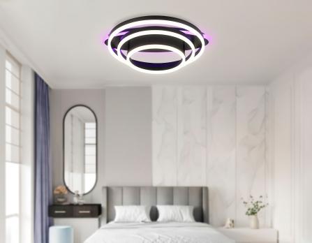 Потолочный светодиодный светильник с пультом FA8524 BK черный 146W 3000K-6400K+RGB 560*500*150 (ПДУ РАДИО 2.4G) Ambrella light