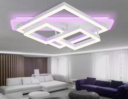 Потолочный светодиодный светильник с пультом FA8531 WH белый 132W 3000K-6400K+RGB 630*570*160 (ПДУ РАДИО 2.4G) Ambrella light