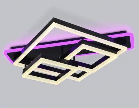 Потолочный светодиодный светильник с пультом FA8533 BK черный 132W 3000K-6400K+RGB 630*570*160 (ПДУ РАДИО 2.4G) Ambrella light