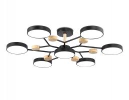 Светильник светодиодный подвесной FL4866/7 BK/WD черный/дерево 126W 3000-6000K D830*190 (без ПДУ) Ambrella light