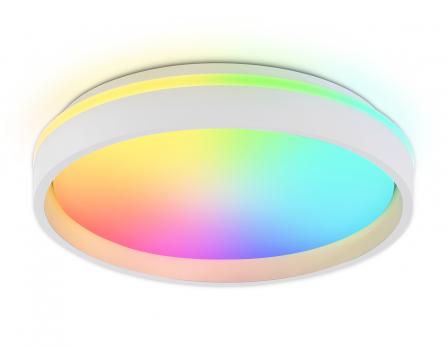 Светодиодный светильник RGB с пультом управления FZ601 WH/GD белый/золото IP20 46W 3000K-6500K+RGB D390*80 (ПДУ ИК) Ambrella light