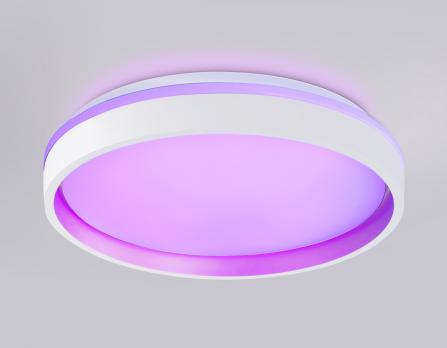 Светодиодный светильник RGB с пультом управления FZ601 WH/GD белый/золото IP20 46W 3000K-6500K+RGB D390*80 (ПДУ ИК) Ambrella light