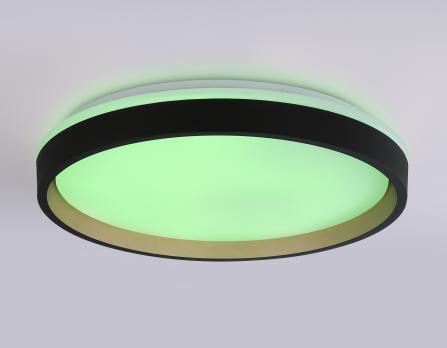 Светодиодный светильник RGB с пультом управления FZ610 BK/GD черный/золото IP20 66W 3000K-6500K+RGB D490*85 (ПДУ ИК) Ambrella light