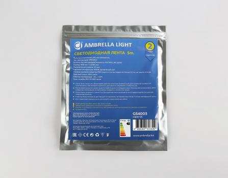 Светодиодная лента Ambrella Light GS4003 5050 60Led /14.4W m/ 24V IP20 6500K 5m GS4003 5050 60Led/ 14.4W m/ 24V IP20 6500K/ 5000*10*1.87mm (2 конт.) Ambrella light